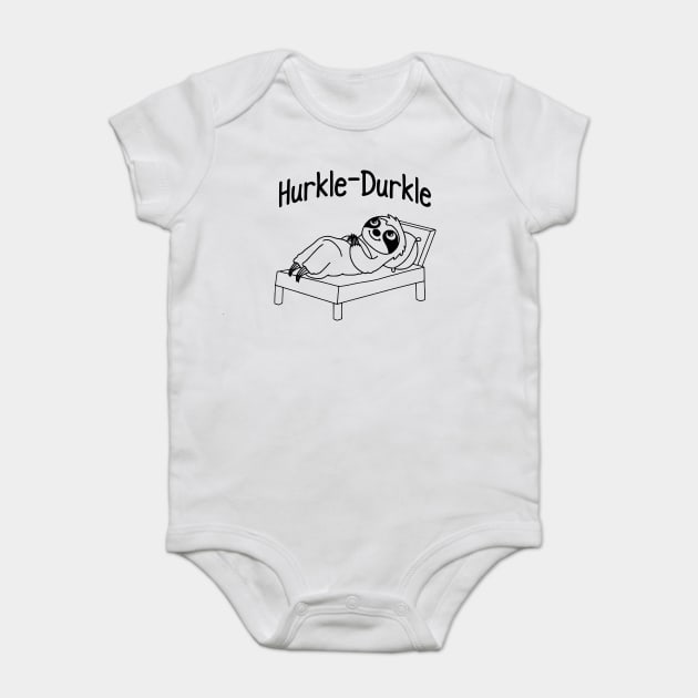 Hurkle Durkle Sloth Hurkle Durkling, fun Scottish slang phrase for lazing about in bed instead of getting up Baby Bodysuit by Luxinda